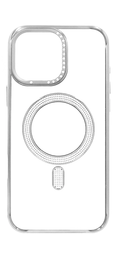 Electroplating Diamond Magsafe Silicone Case for iPhone 15 Pro Max Silver