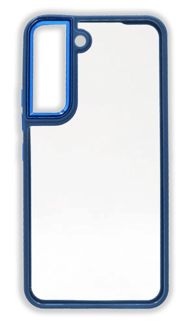 Gloss Metal Buttons Cover for Samsung S22 Plus SM-S906B Clear/Dark Blue