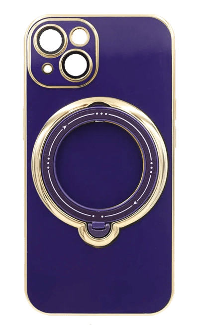 Cover silicone Golden Ring Stand for iPhone 14 / 13 Violet