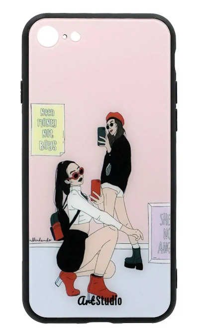 Чохол-накладка Glass Selfi для iPhone 8 / 7 Pink