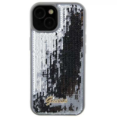 Guess GUHCP15SPSFDGSS iPhone 15 6.1" silver hardcase Sequin Script Metal