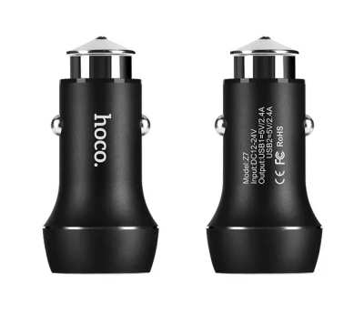 Автомобільний Зарядний Пристрій 2USB Hoco Z7 2.4A Black