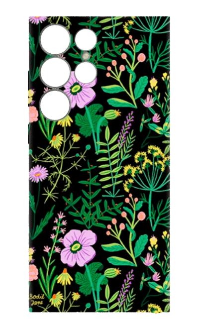 Molan Silicone Print case for Samsung S23 Ultra SM-G918B Black/Flower 1