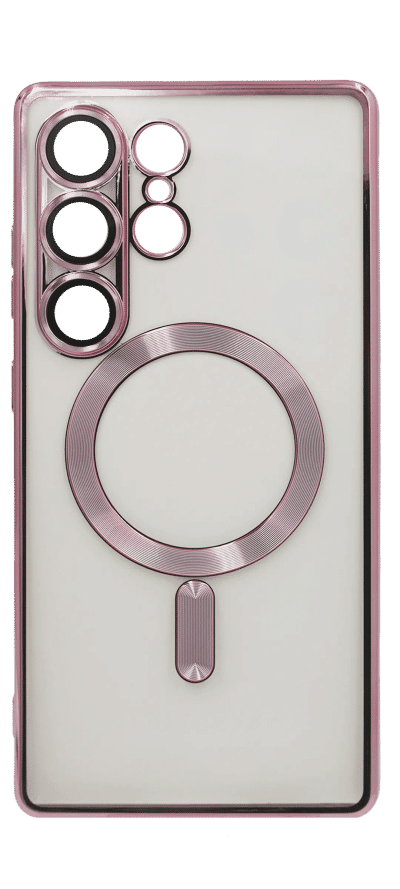 Silicone case Chrom Border Magsafe Samsung S25 Ultra Rose Gold