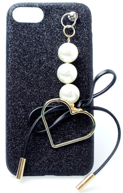 Cover-plate Pearls Heart for iPhone SE2 / 8/7 Black