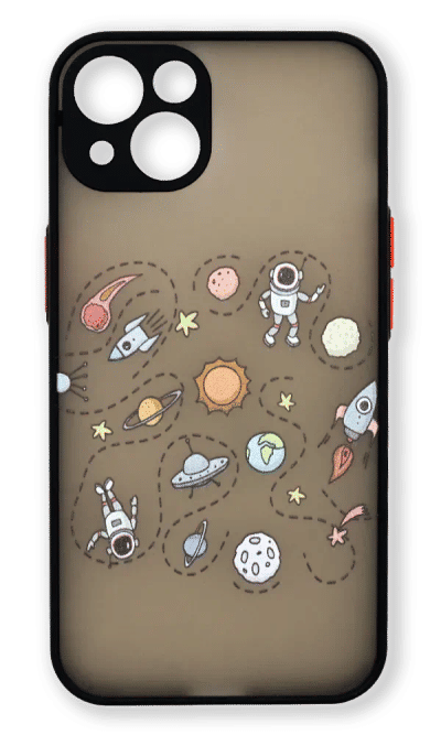 Shadow Matt Stickers Space Map overlay cover for iPhone 14 / 13 Black