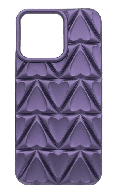 Чохол силіконовий 3D Heart для iPhone 14 Pro Max Purple