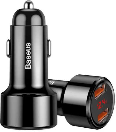 Car charger 2USB Baseus Display 6A Black (CCMLC20A-01)