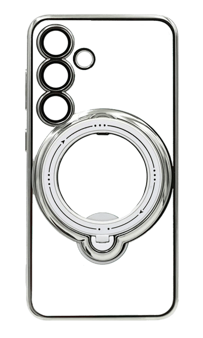 Silicone case Chrom Border Ring Stand Samsung S24 / S25 White