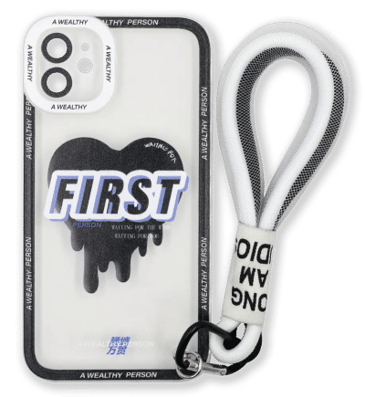 Silicone case Print First with Strap for iPhone 11 Black