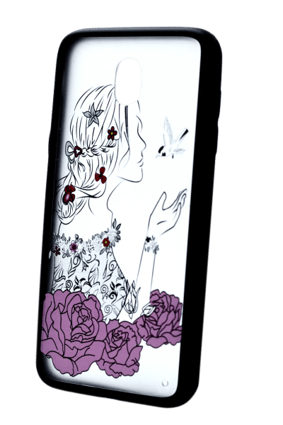 Case-pad Print + Border Silicon for Samsung J5 2017 SM-J530F Black / Woman Rose