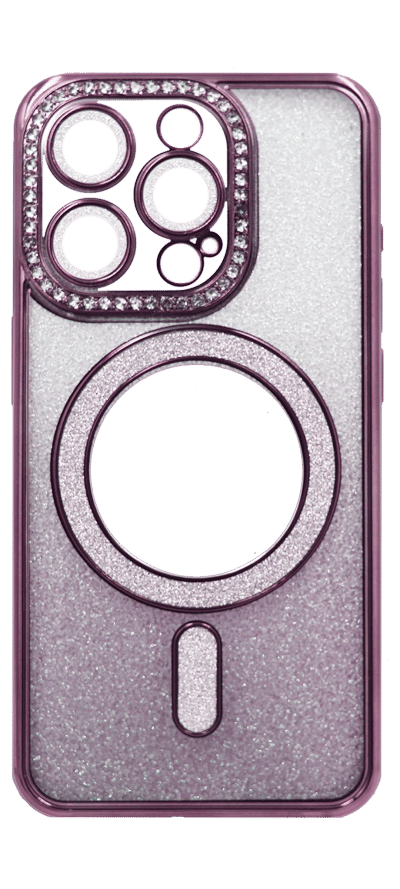 Silicone cover Chrom Border Mirror Magsafe iPhone 15 Pro Max Pink