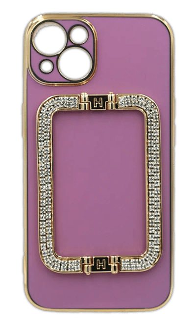 Silicone case Bag Handles Diamond for iPhone 14 / 13 Purple