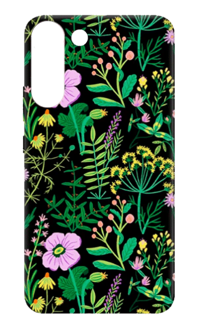 Molan Silicone Print case for Samsung S22 SM-S901B Black/Flower 1