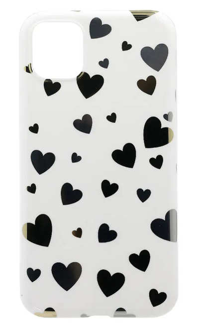 Silicone Cover Print Shining Hearts for iPhone 11 Pro White