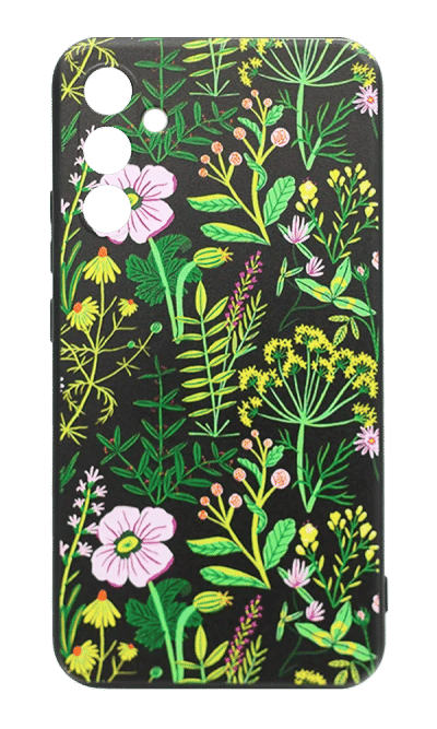 Molan Silicone Print case for Samsung S23 SM-G911B Black/Flower 1