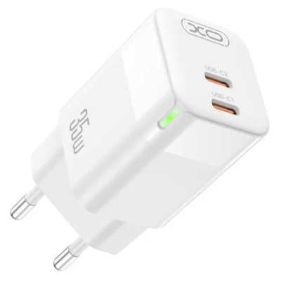 Мережевий Зарядний Пристрій 2Type-C XO CE07 PD 35W White