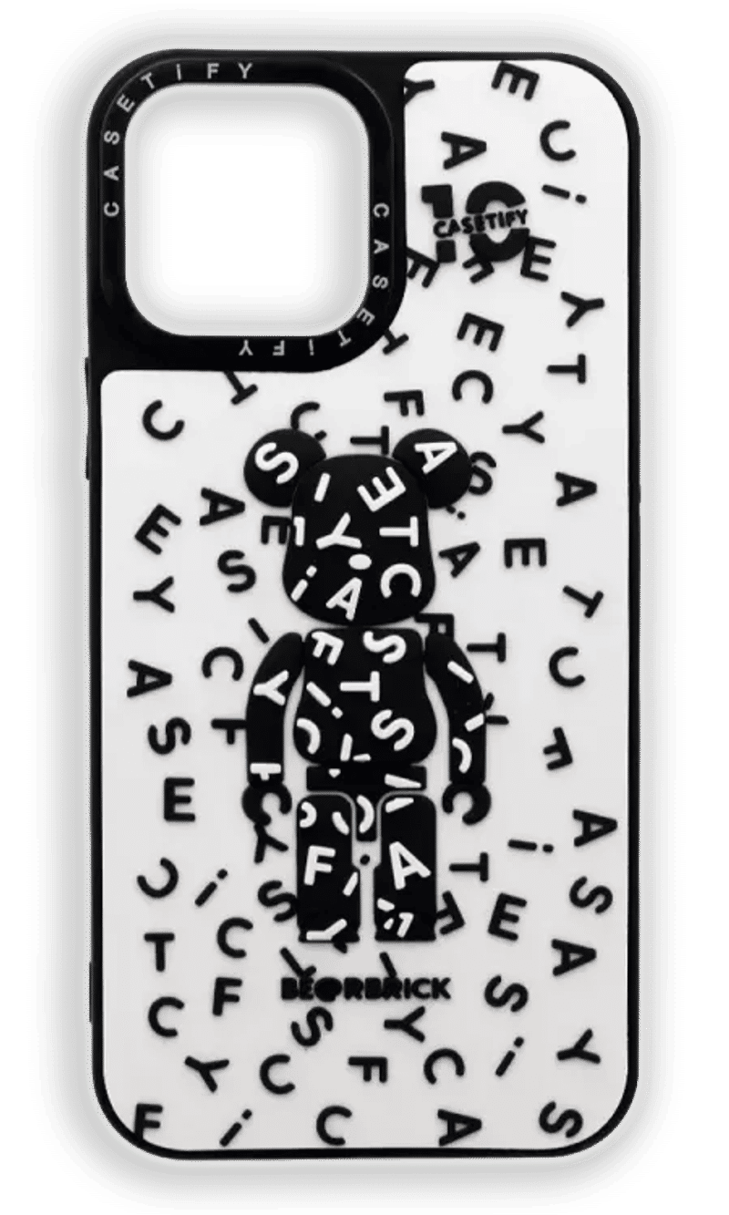 Cover Caseti 3d Bearbrickis for iPhone 14 Pro White