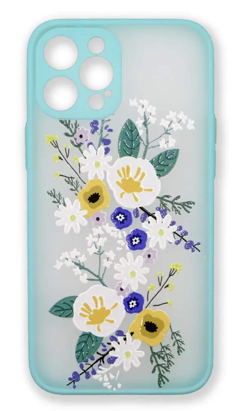 Cover-plate 3D Print Spring Flowers for iPhone 12 Pro Max Turquoise