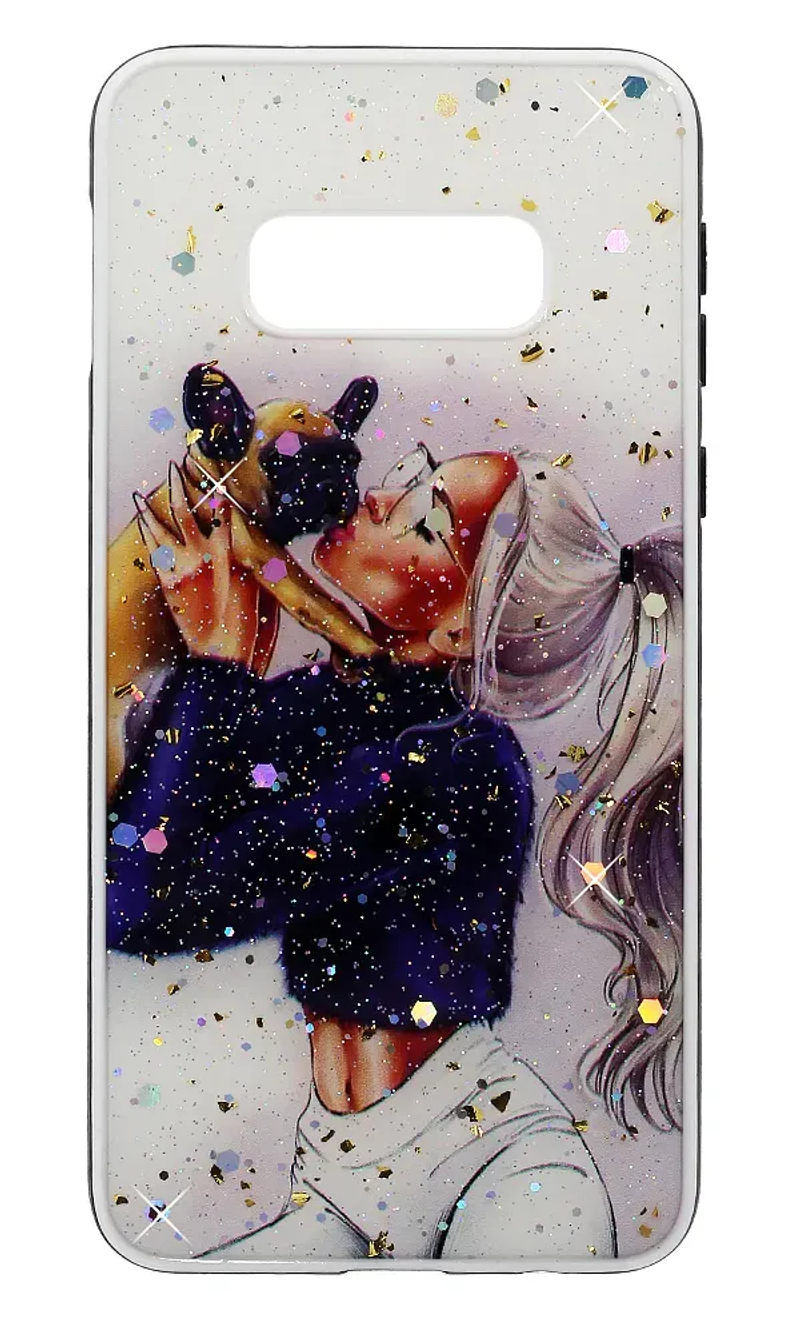 Cover-plate Smoll Sparkles Print for Samsung S10e SM-G970F Girl + Dog