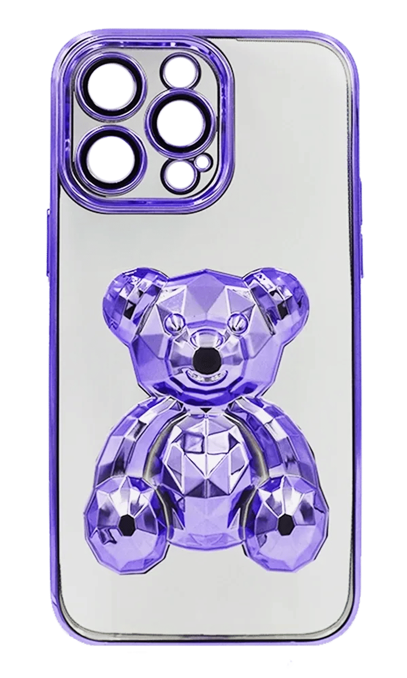 Чохол силіконовий Electroplating Bear для iPhone 14 Pro Purple