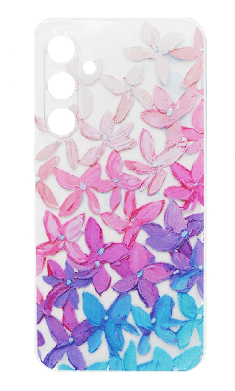 Slim Print Silicone Case for Samsung S24 / S25 Clear/Chamomile Pink