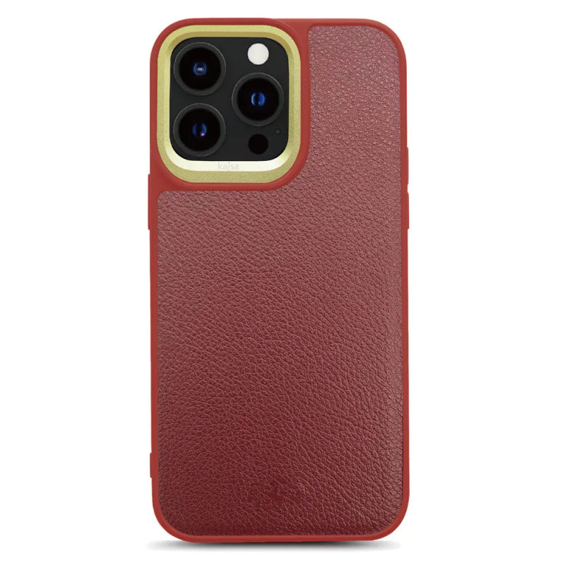 kajsa Luxe Collection Leather back case iPhone 14 - 6.1'' Burgundy 3-LUX-I146.1-BG