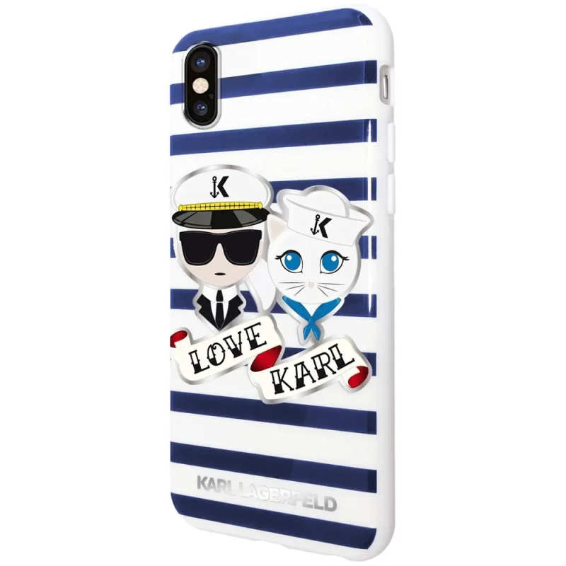 Silicone Karl Lagerfeld TPU Sailors Stripes for iPhone X / XS Blue (KLHCPXKSS)