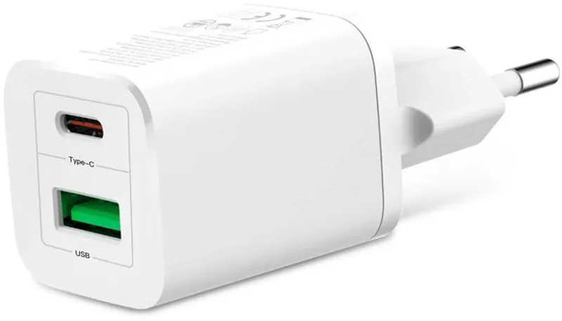 Мережевий Зарядний Пристрій 1Type-C+1USB XO HN238A PD&QC 3.0 30W White