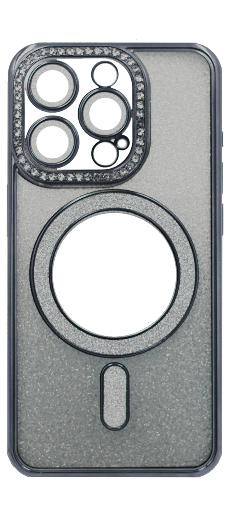 Чохол силіконовий Chrom Border Mirror Magsafe iPhone 15 Pro Max Black