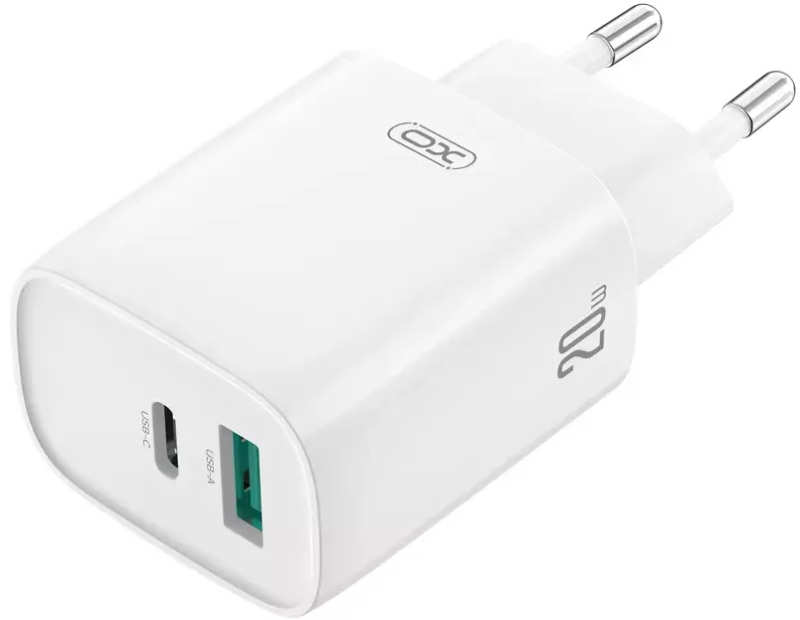 Мережевий Зарядний Пристрій 1Type-C+1USB XO CE29 PD&QC 3.0 20W White