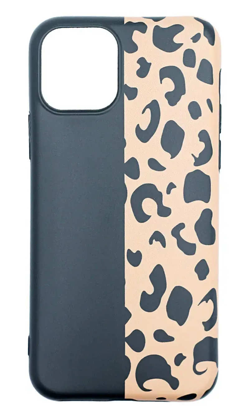 Silicone Case for iPhone Half Leopard 11 Pro Black