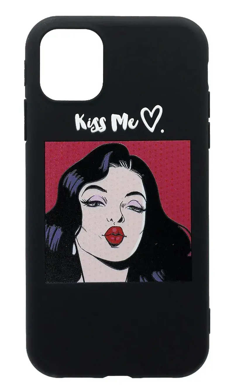 Silicone Cover Print Kiss Me for iPhone Pro 11 Black
