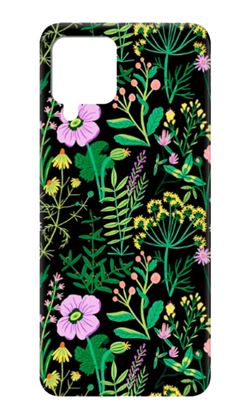 Molan Silicone Print Cover for Samsung A22 A225F/M32 M325F/M22 M225 Black/Flower 1