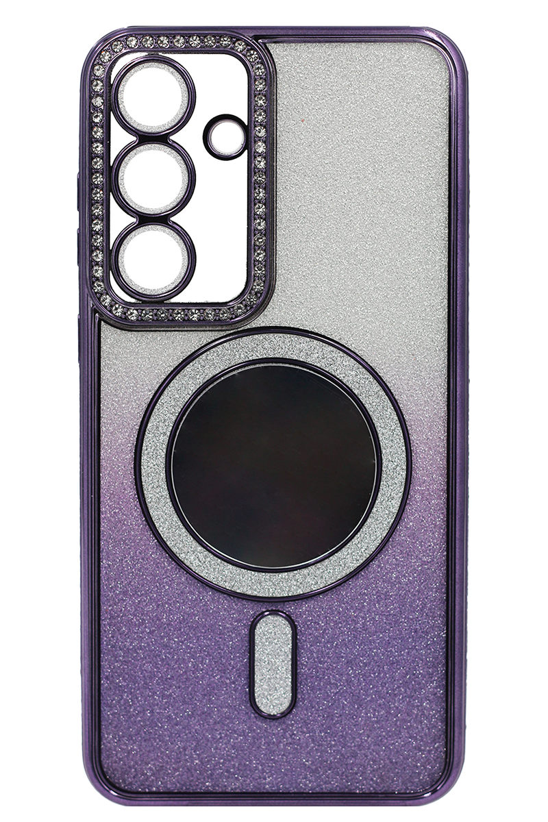Silicone case Chrom Border Mirror Magsafe Samsung S25 FE Purple