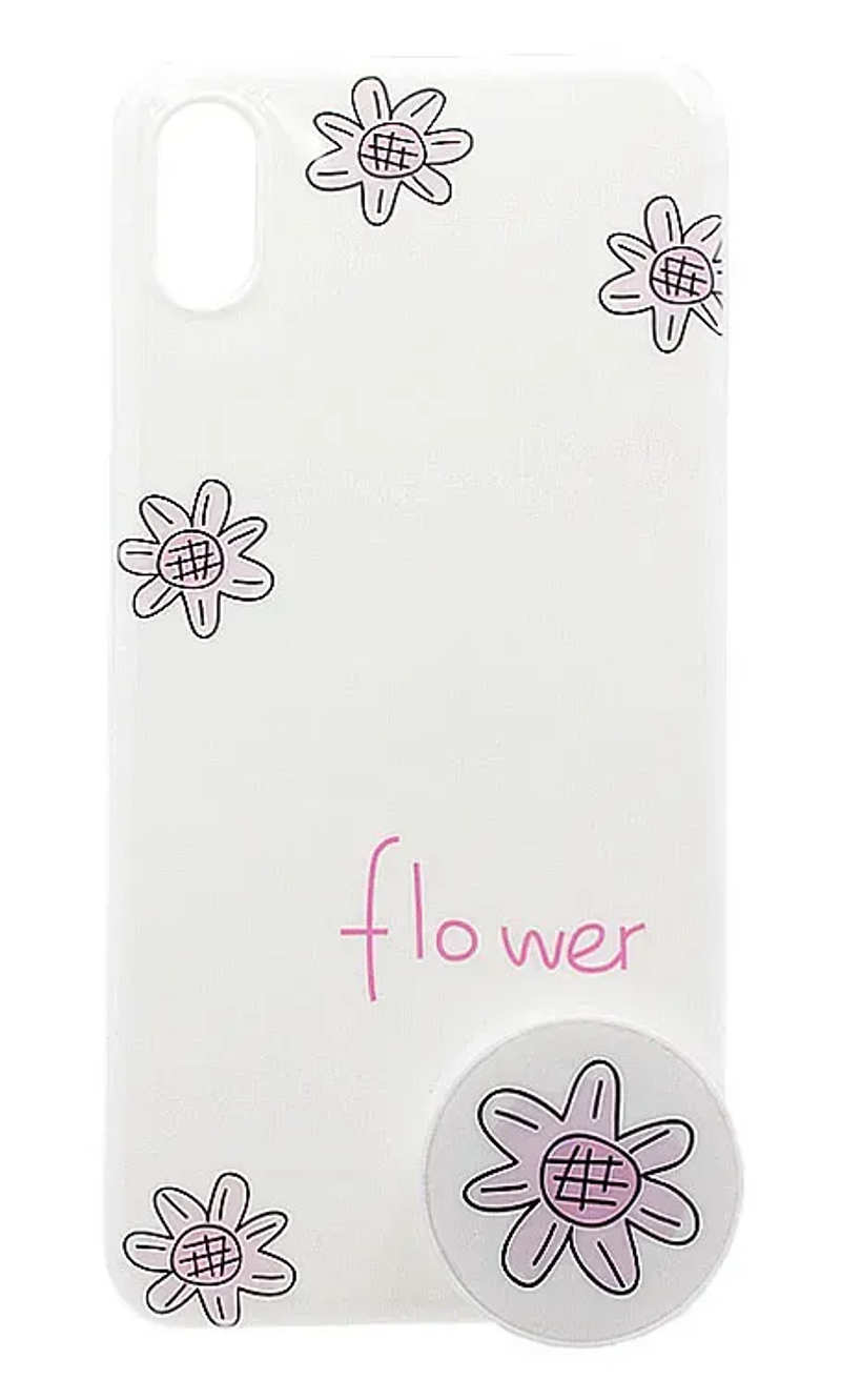 Чохол силіконовий Pink Flower + PopSocket для iPhone XS Max White