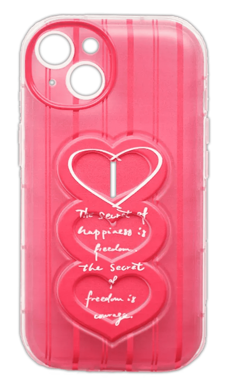 Silicone case Heart With Stand for iPhone 15 Plus / 14 Plus Pink