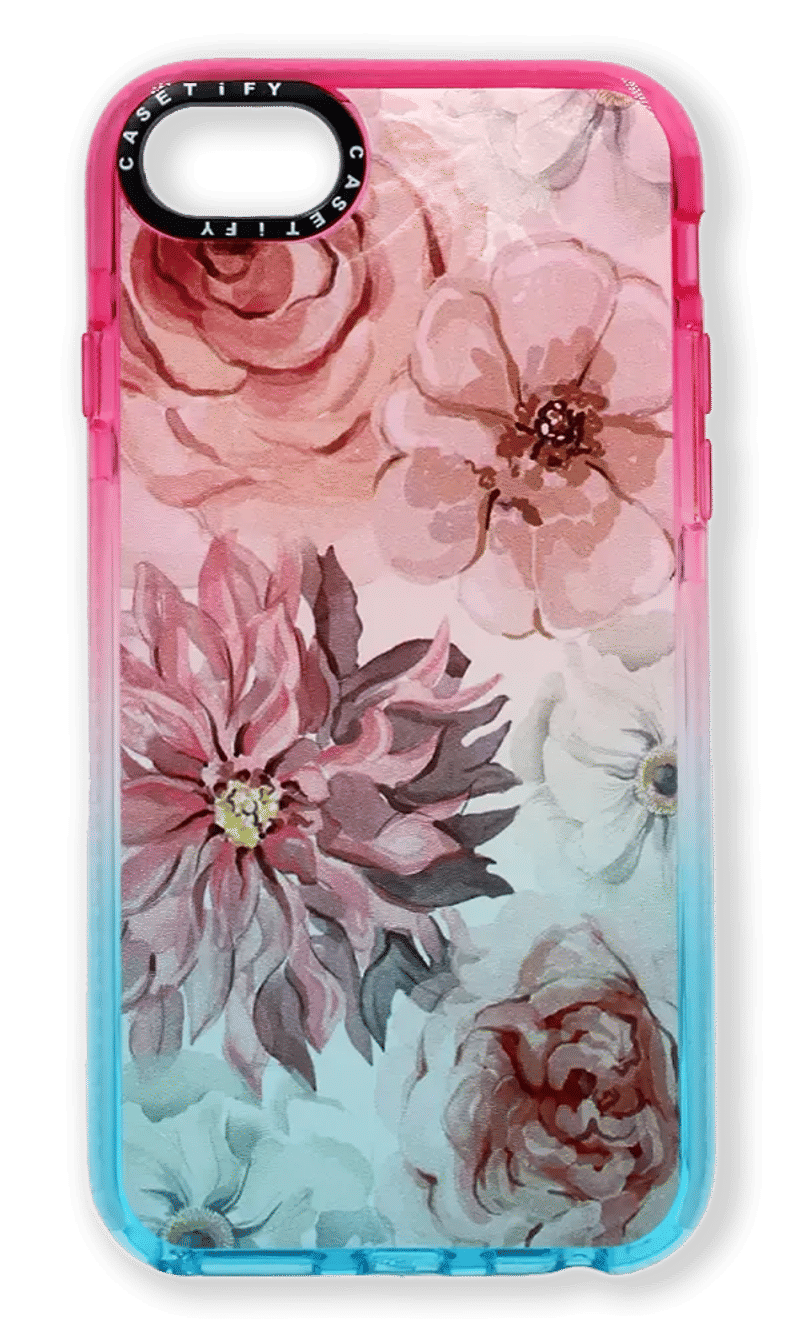 Silicone case Print Border Cute Flowers for iPhone SE2 / 8/7 Pink