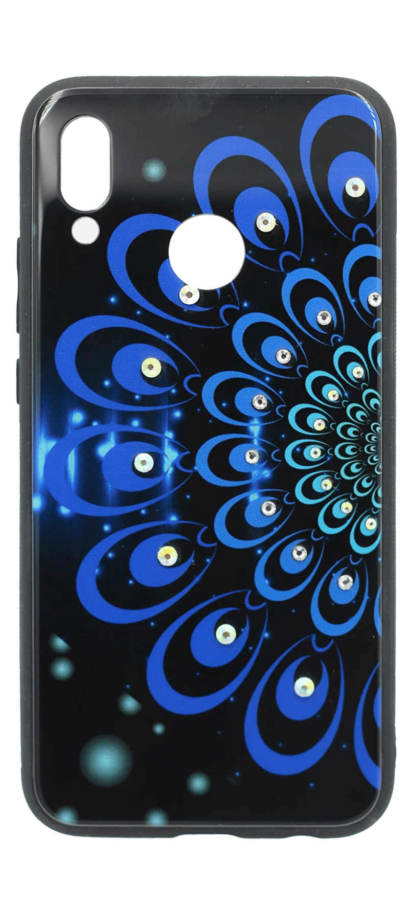 Чохол-накладка Glass Print + Border Silicon Samsung J8 2018 SM-J810F Blue Flowers