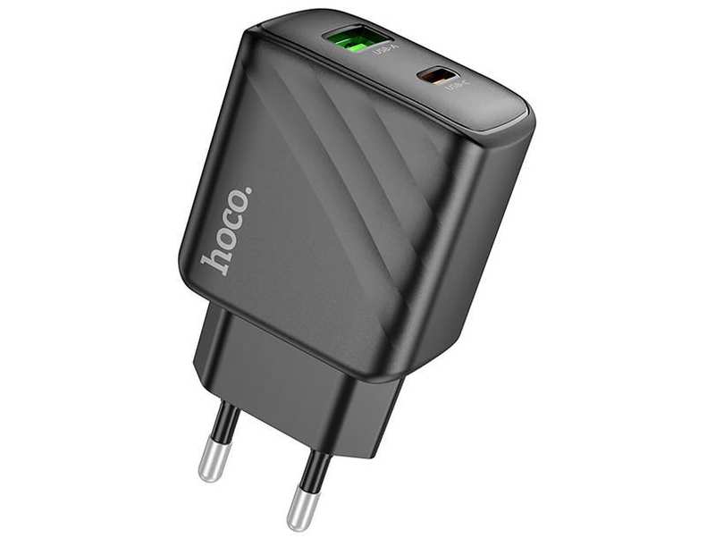 Мережевий Зарядний Пристрій 1Type-C+1USB Hoco CS23A Sunlight 30W PD + QC3.0 Black