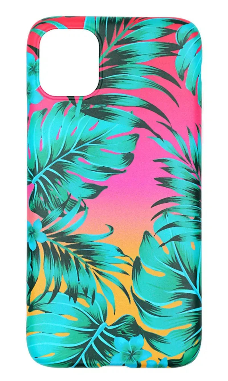 Silicone Cover Print Tropic Leaves for iPhone Pro Green 11