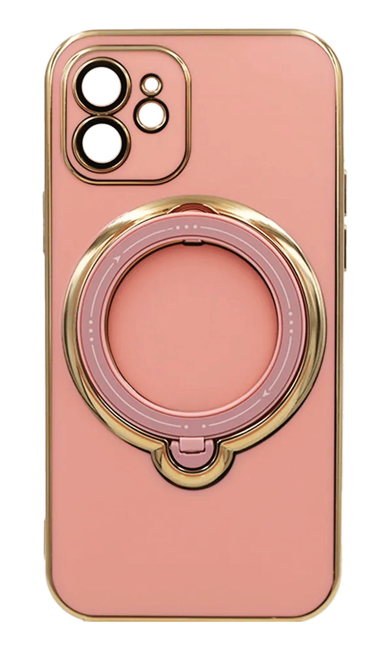 Cover silicone Golden Ring Stand for iPhone 12 Pink