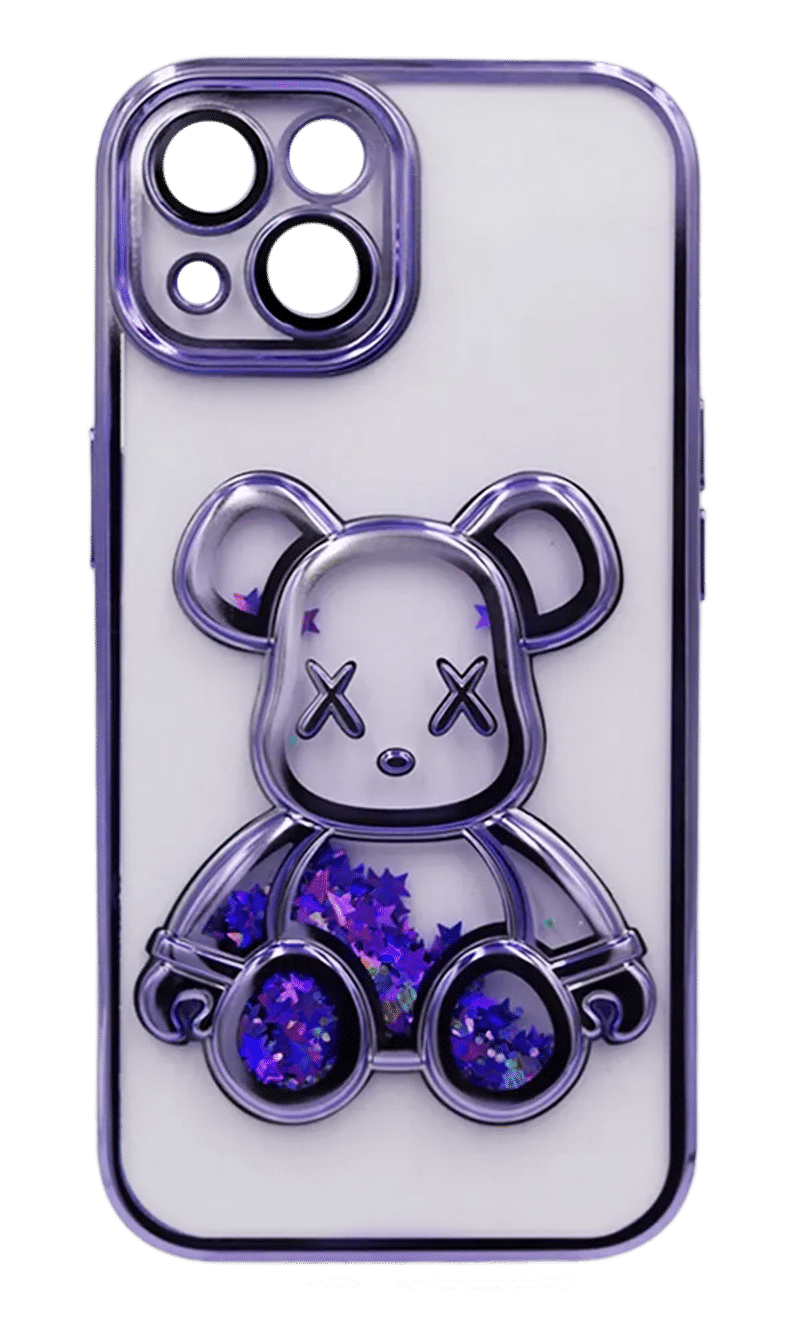 Чохол силіконовий Electroplating Liquid Bear для iPhone 15 Purple