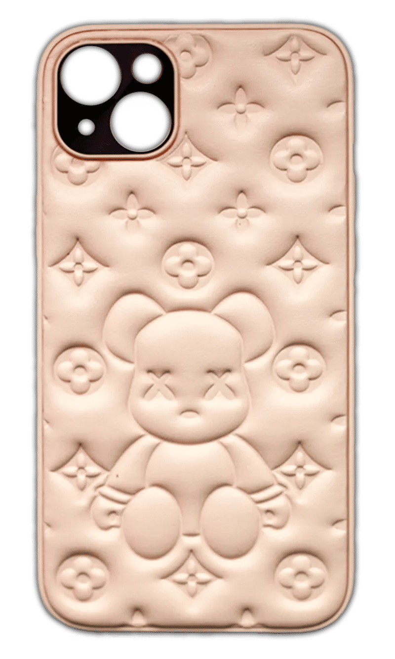 Cover Leather Bear for iPhone 15 Plus / 14 Plus Pink