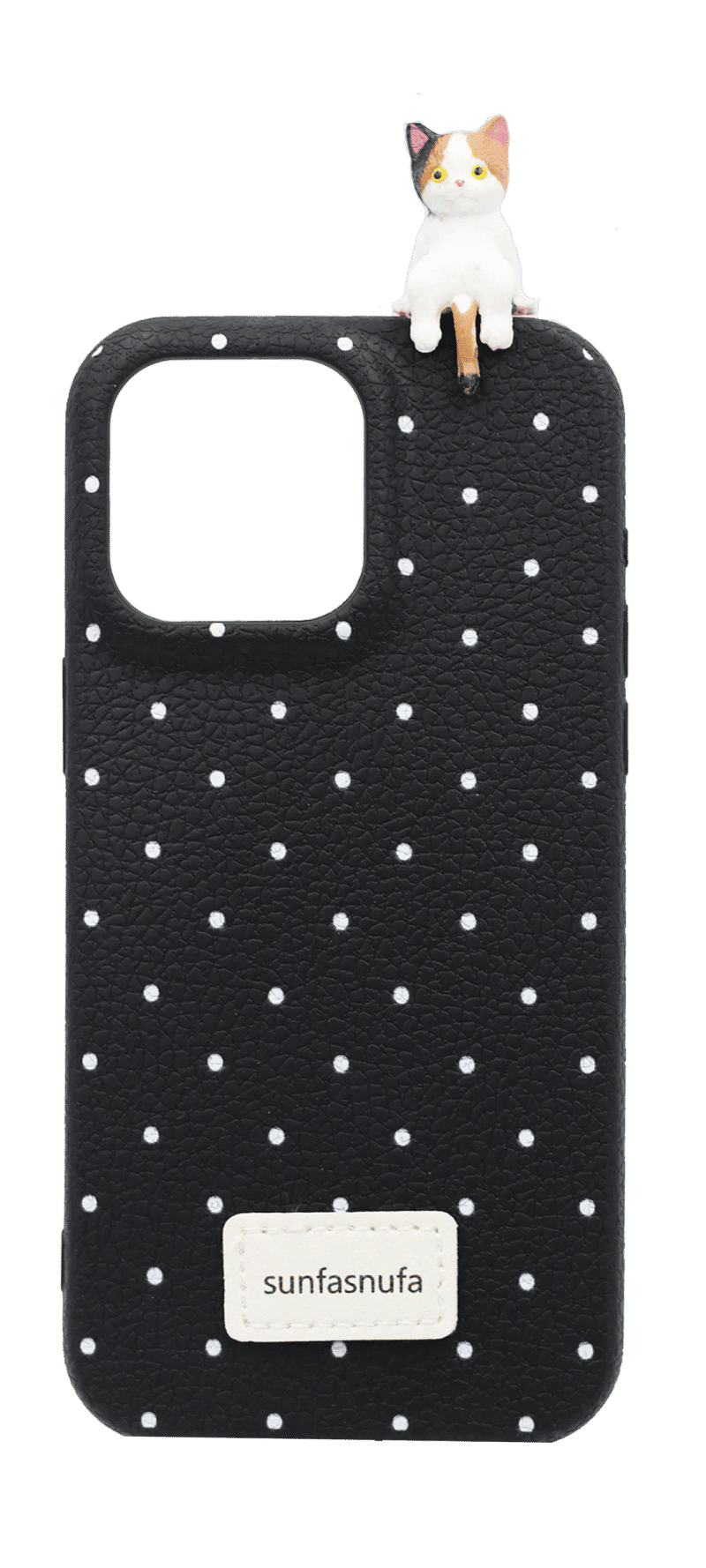 Dot Cat 3D Silicone Case for iPhone 15 Pro Max Black