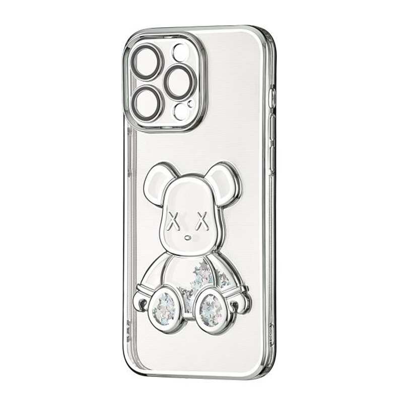 Чохол силіконовий Electroplating Liquid Bear для iPhone 16 Pro Silver