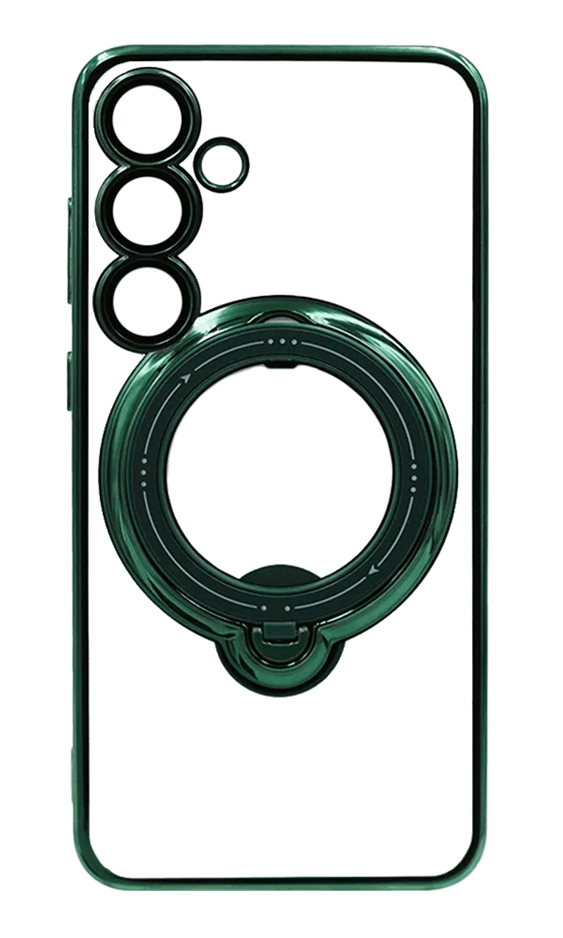 Silicone case Chrom Border Ring Stand Samsung S24 Plus / S25 Plus Green