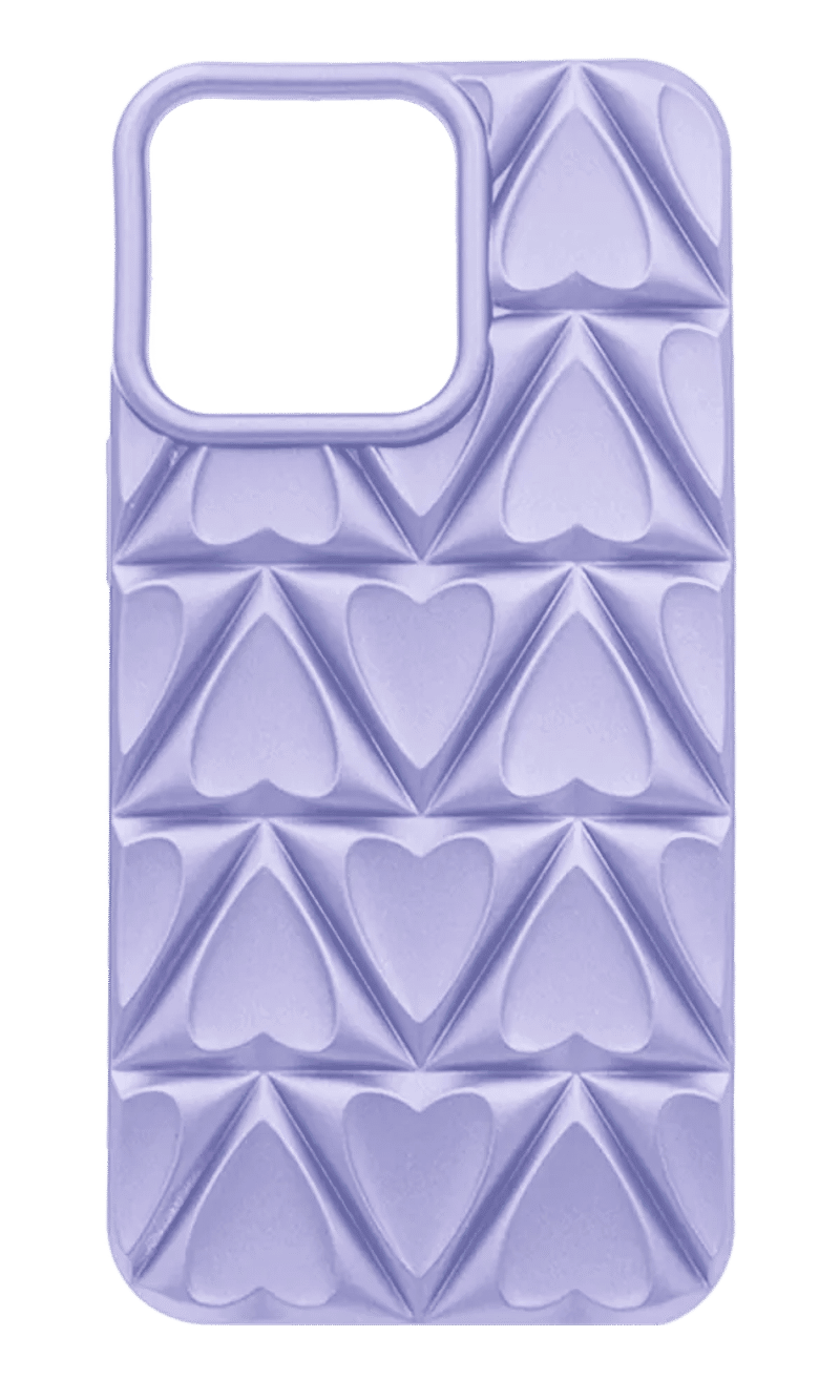 Чохол силіконовий 3D Heart для iPhone 14 Pro Max Light Purple