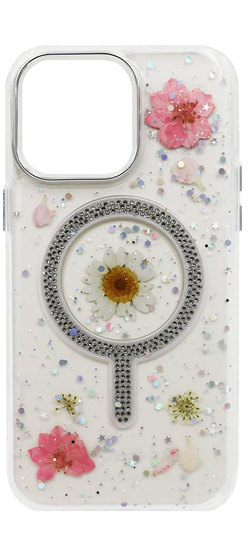 Чохол-накладка 3D Real Flowers Diamonds Magsafe для iPhone 11 Pink