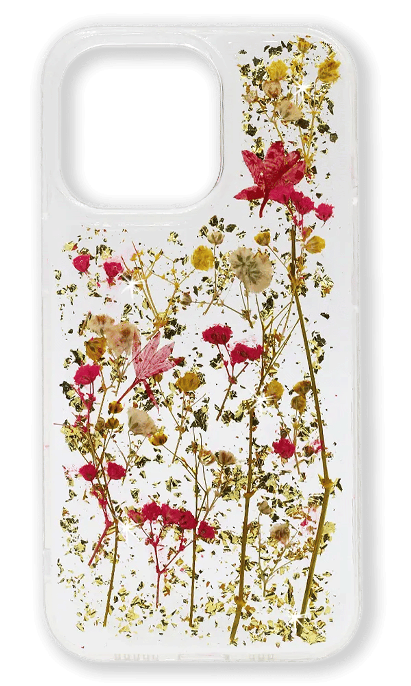 Cover-cover 3D Real Little Red-Yellow Flowers for iPhone 13 Pro Transparent